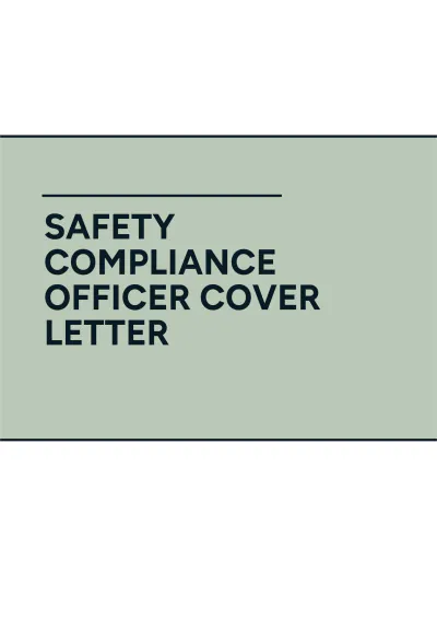Free Safety Compliance Officer Cover Letter Template to Edit Online