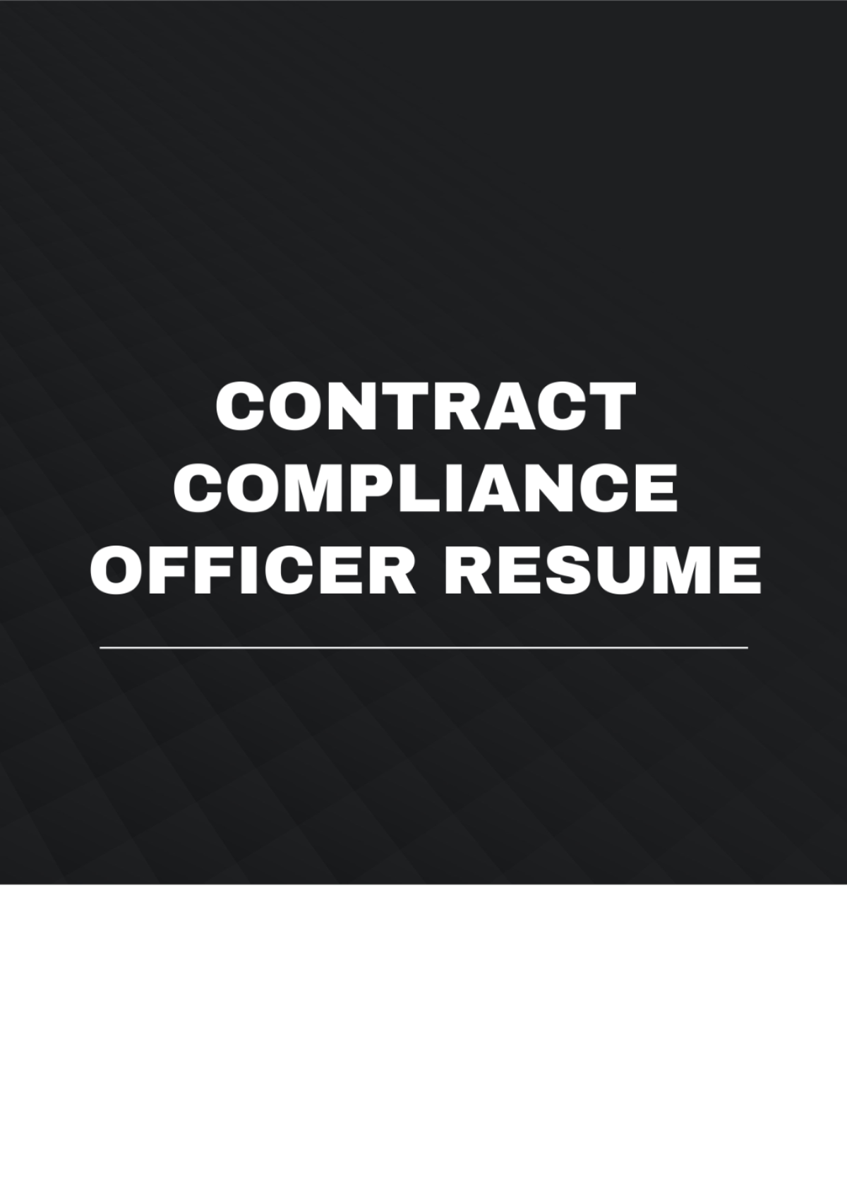 Contract Compliance Officer Resume Template