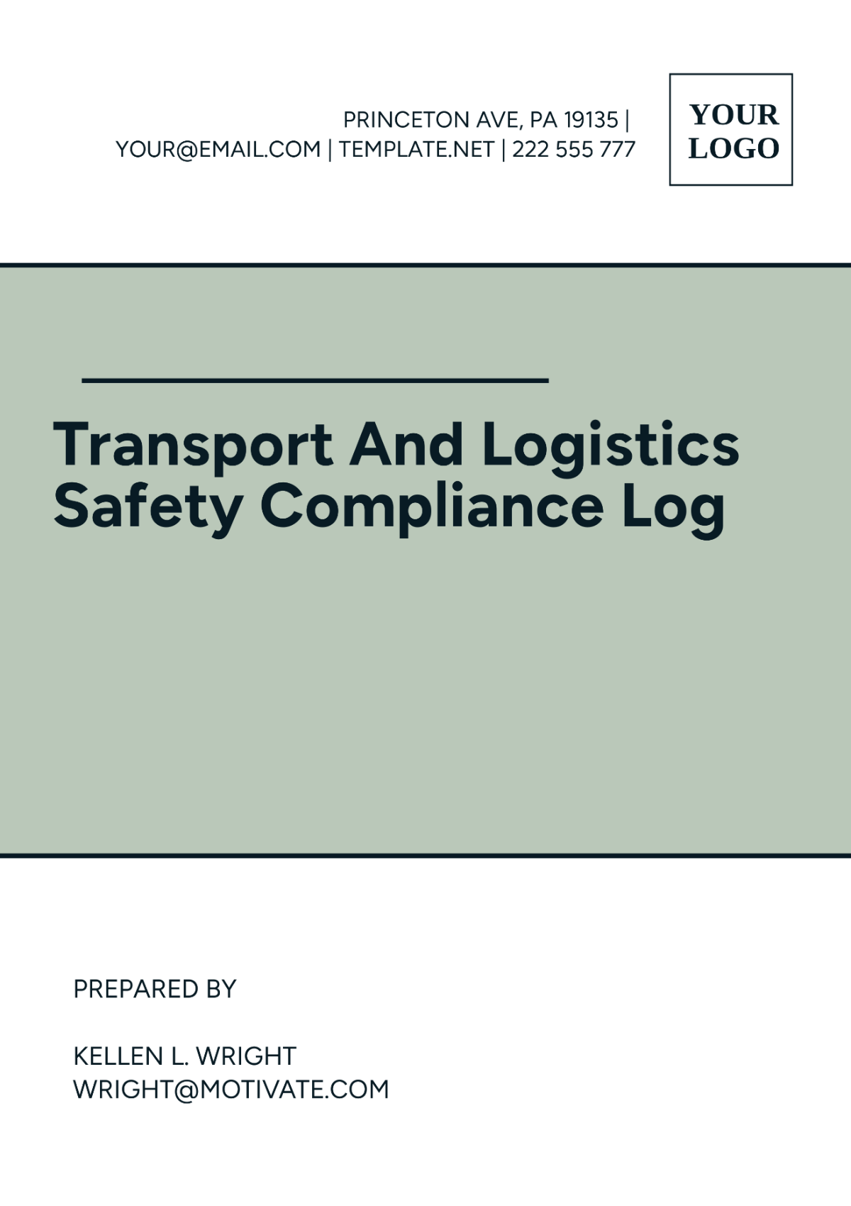 Free Transport And Logistics Safety Compliance Log Template