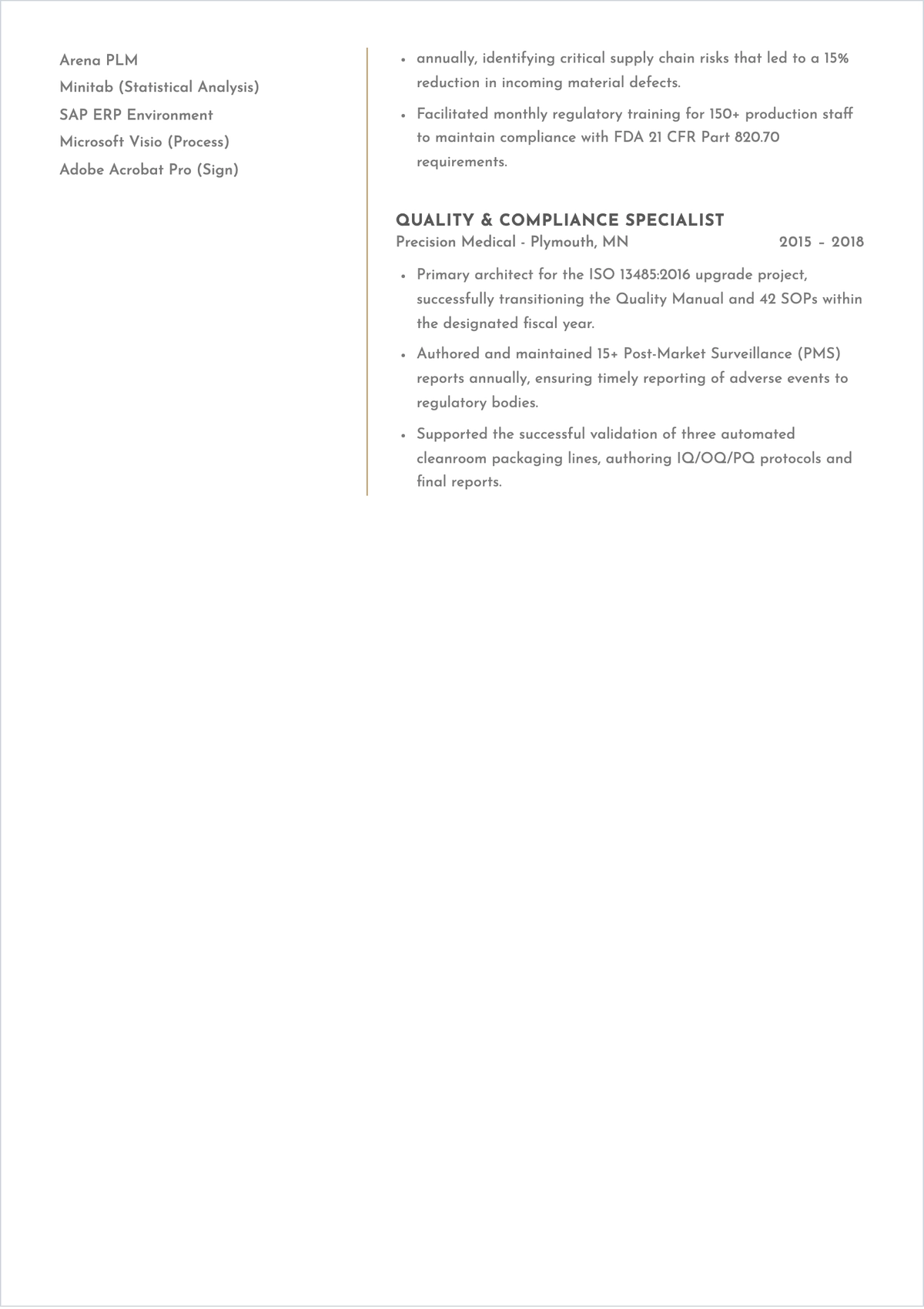 Free Compliance Engineer ATS Resume Template, AI Resume Builder
