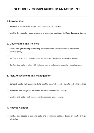 Free Security Compliance Management Template to Edit Online