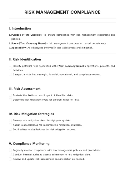Free Risk Management Compliance Template to Edit Online