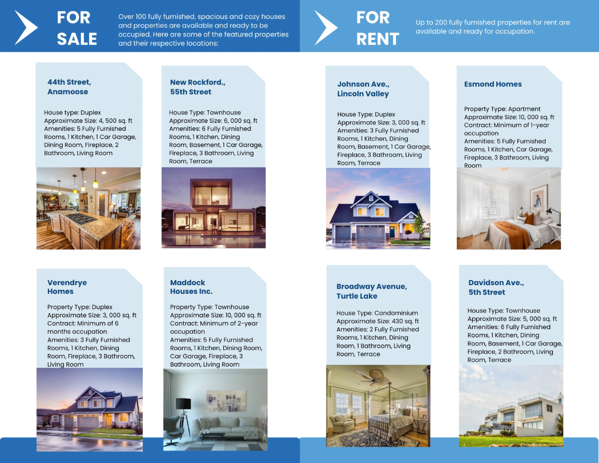 Free Property Trifold Brochure Template to Edit Online