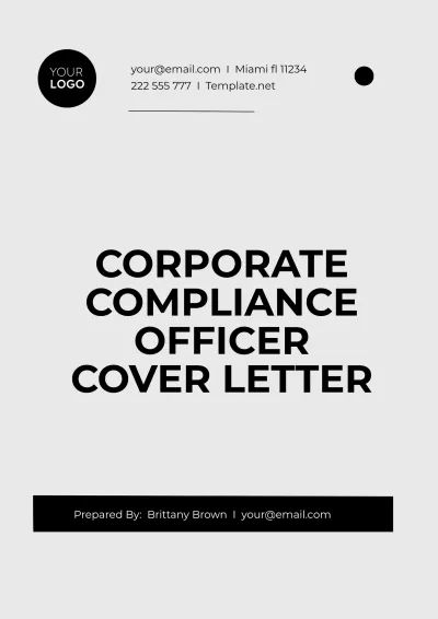 Free Corporate Compliance Officer Cover Letter Template to Edit Online