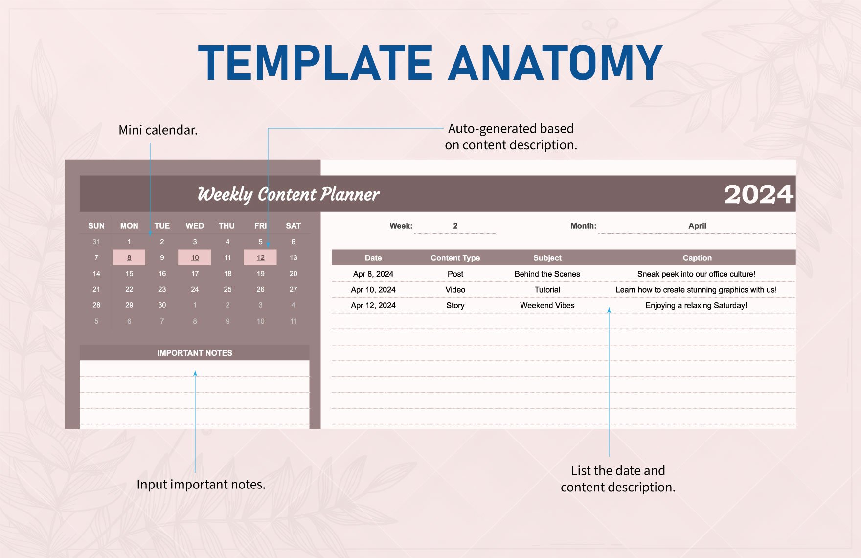 Weekly Content Planner Template