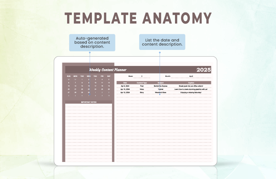 Weekly Content Planner Template