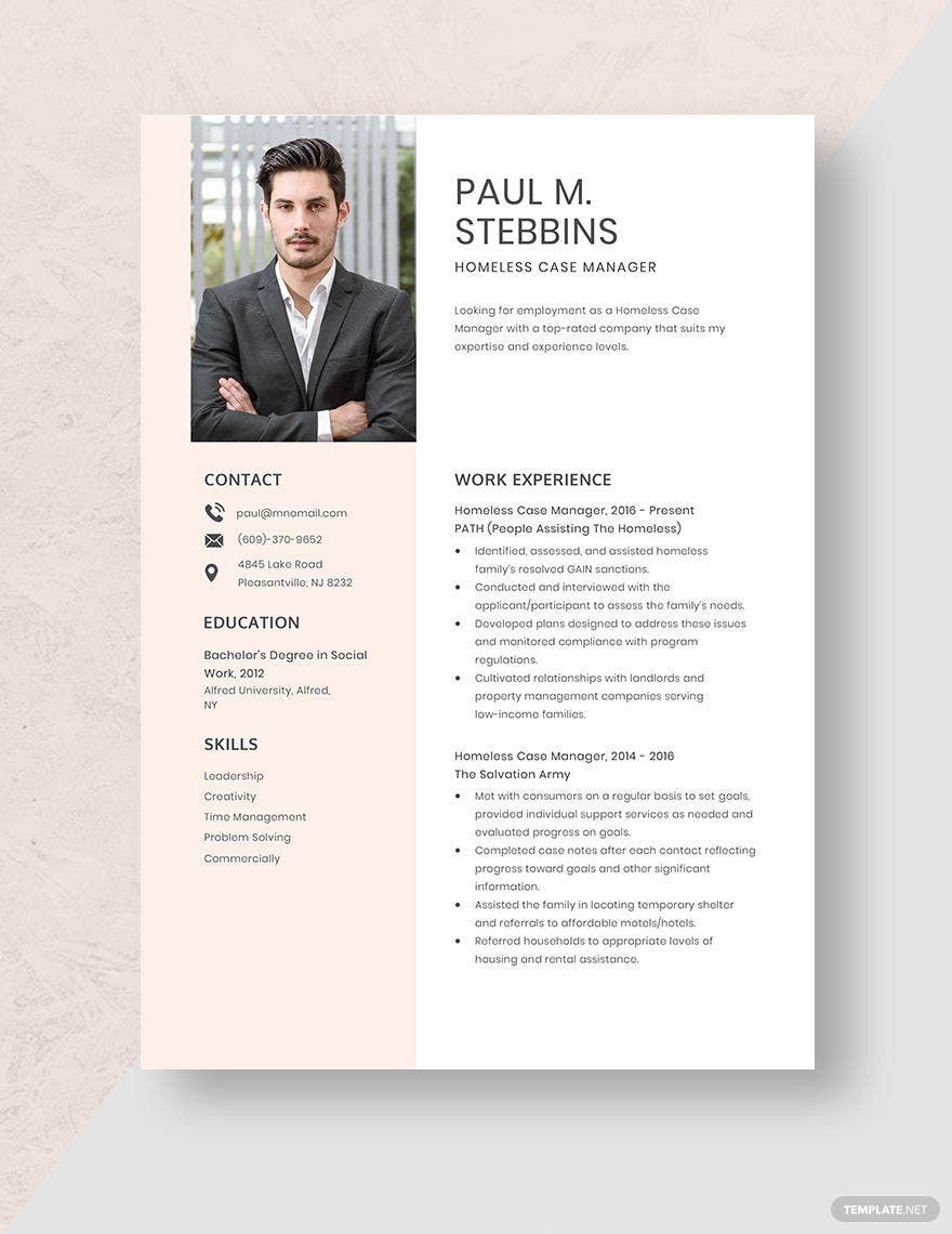 Free Homeless Case Manager Resume in Word, Apple Pages