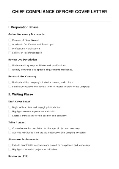 Free Chief Compliance Officer Cover Letter Template to Edit Online