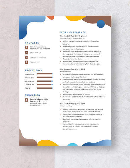 Fire Safety Officer Resume Template