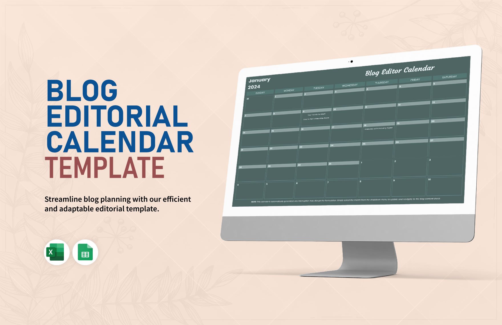 Blog Editorial Calendar Template in Excel, Google Sheets