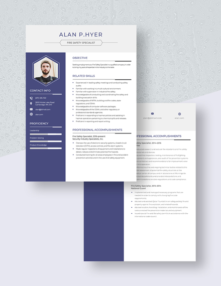 Fire Safety Specialist Resume Download