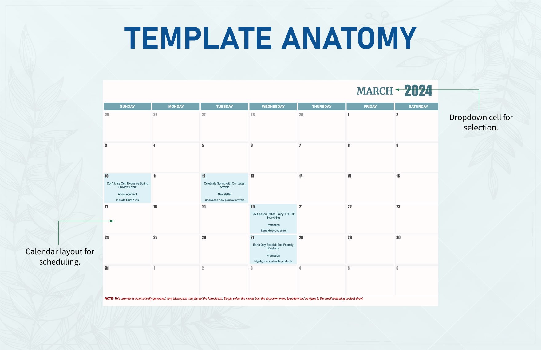 Email Marketing Content Calendar Template