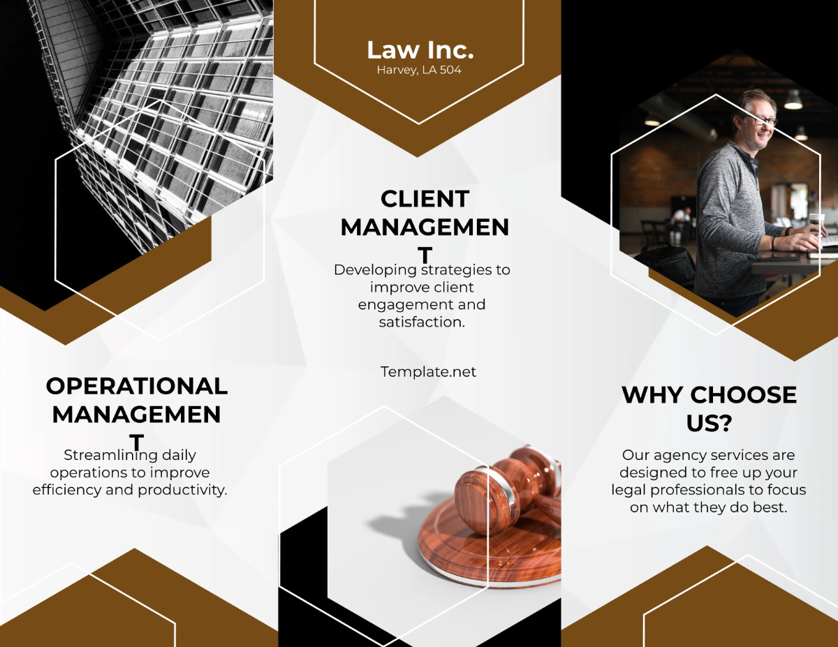 Free Law Firm Agency Brochure Template to Edit Online