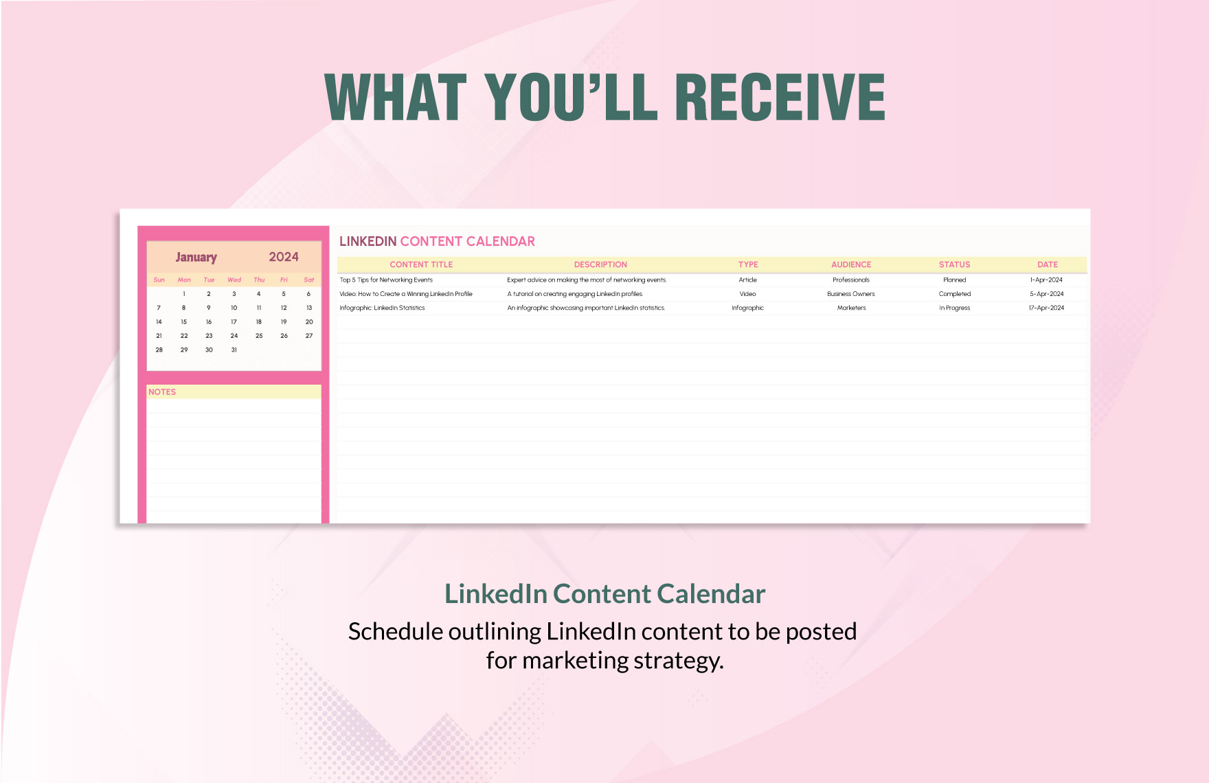LinkedIn Content Calendar Template