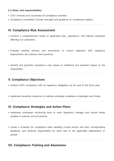 Free Compliance Strategic Plan  Template to Edit Online