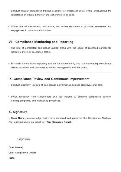 Free Compliance Strategic Plan  Template to Edit Online
