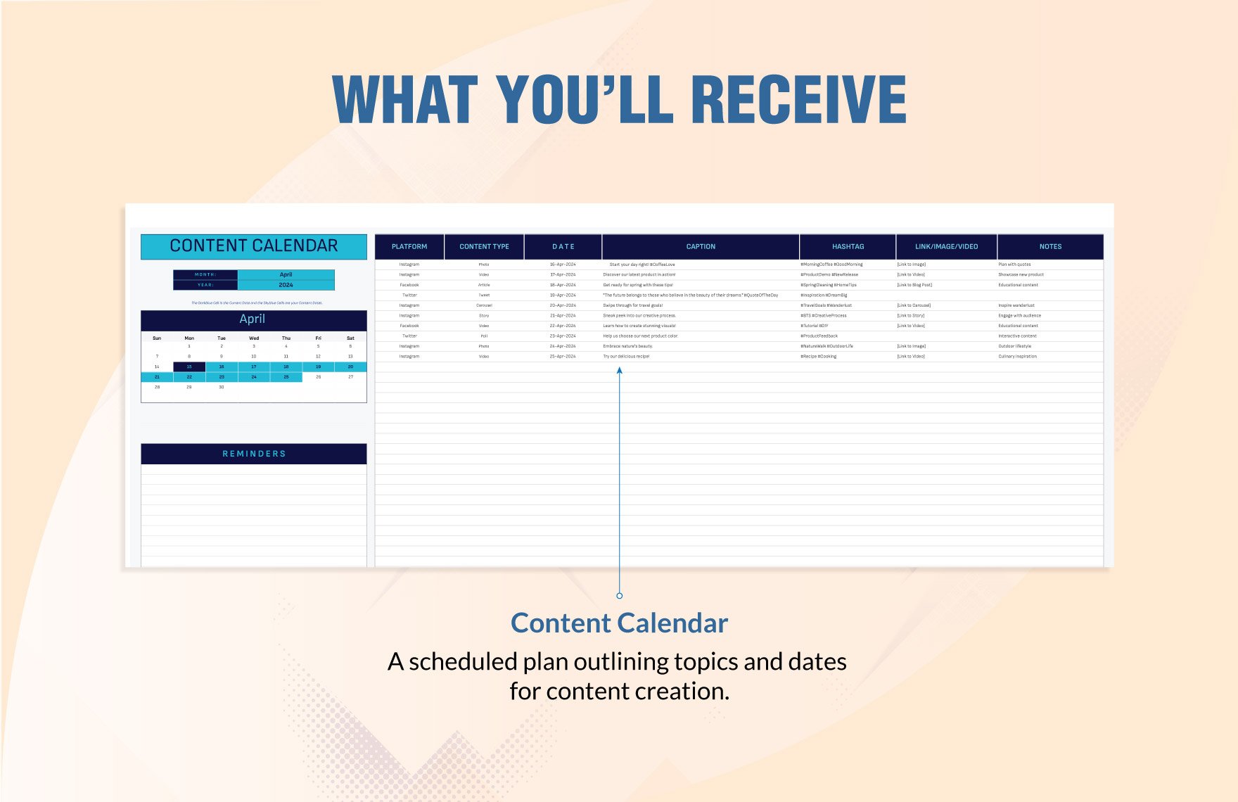 Simple Content Calendar Template