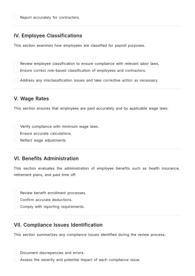 Free Non-Profit Organization Payroll Compliance Review Template to Edit Online
