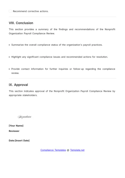 Free Non-Profit Organization Payroll Compliance Review Template to Edit Online