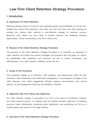 Free Law Firm Client Retention Strategy Procedure Template to Edit Online