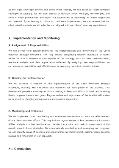 Free Law Firm Client Retention Strategy Procedure Template to Edit Online