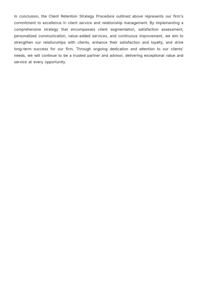 Free Law Firm Client Retention Strategy Procedure Template to Edit Online