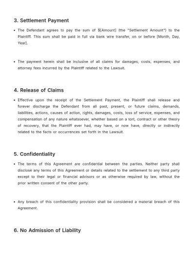 Free Law Firm Settlement Agreement Template to Edit Online