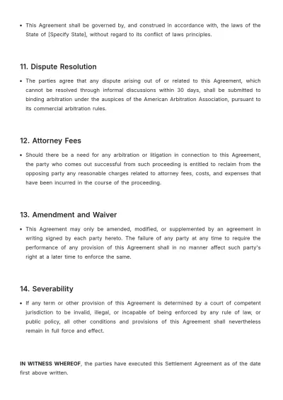 Free Law Firm Settlement Agreement Template to Edit Online