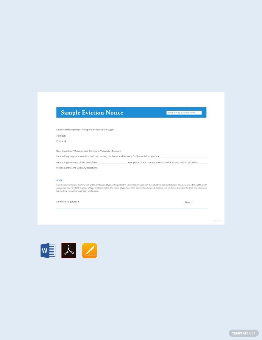 Simple Eviction Notice Template - Google Docs, Word, Apple Pages, PDF ...