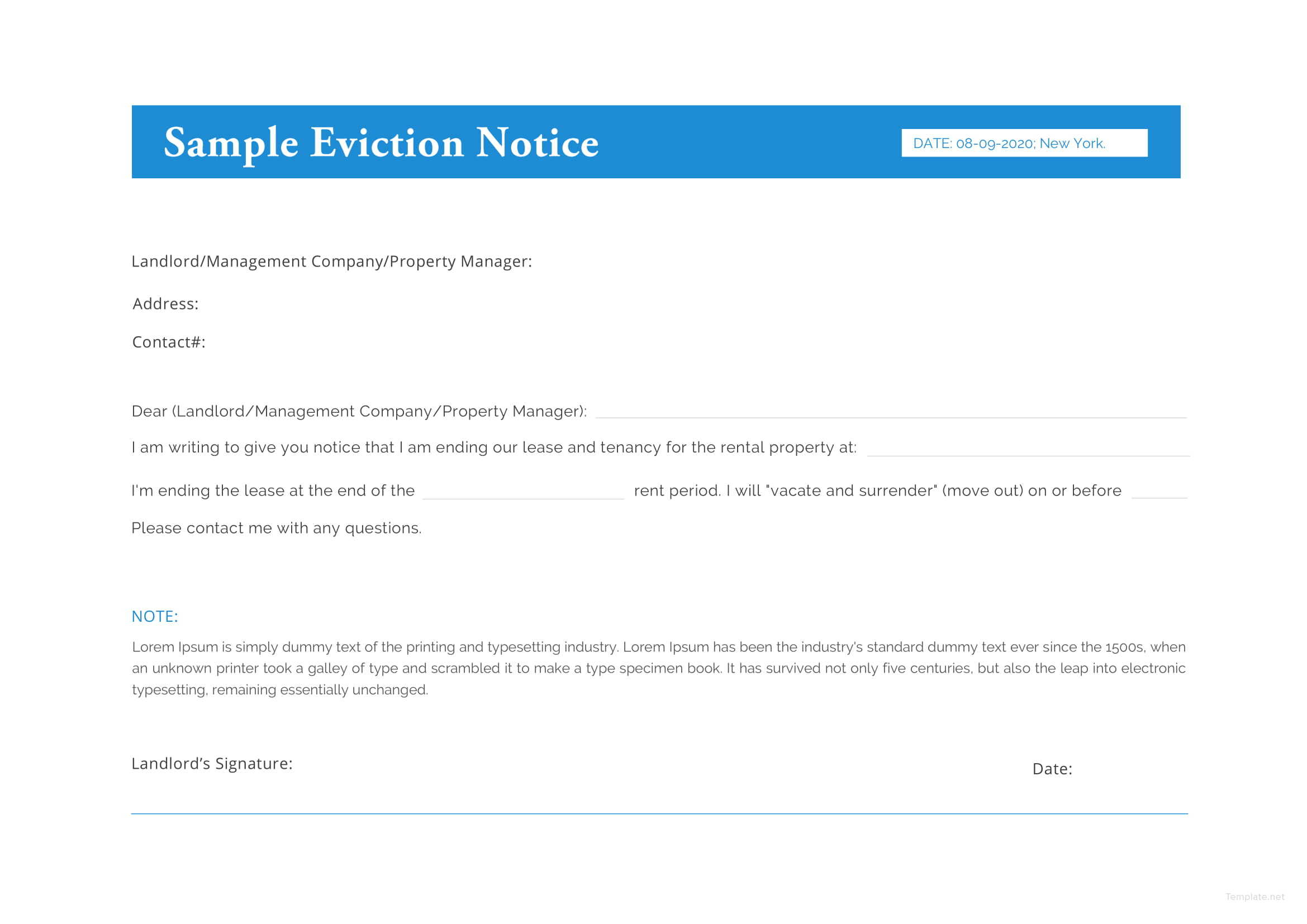 Sample Eviction Notice Template in Microsoft Word, Apple Pages, PDF ...