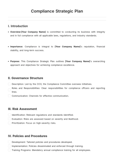 Free Compliance Strategic Plan Template to Edit Online