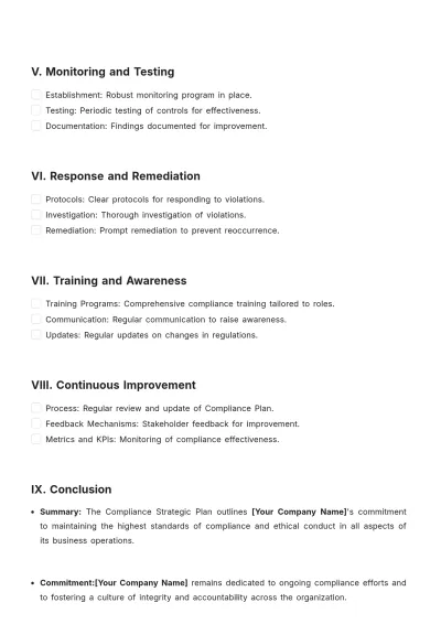 Free Compliance Strategic Plan Template to Edit Online