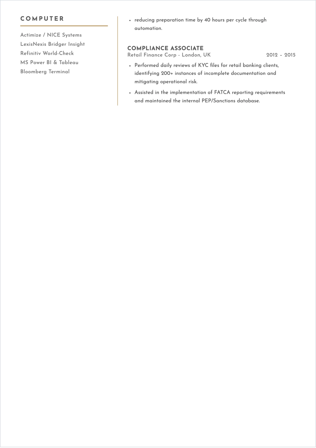 Free Corporate Compliance Officer ATS Resume Template