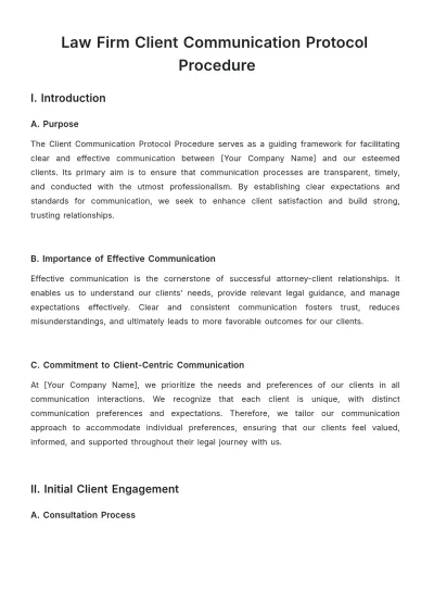 Free Law Firm Client Communication Protocol Procedure Template to Edit Online