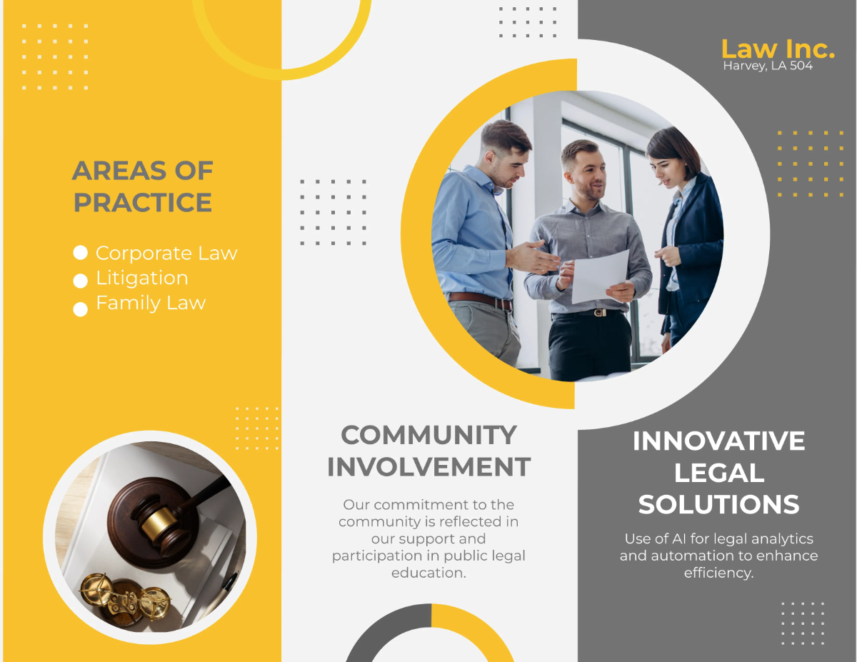 Free Law Firm Portfolio Brochure Template to Edit Online