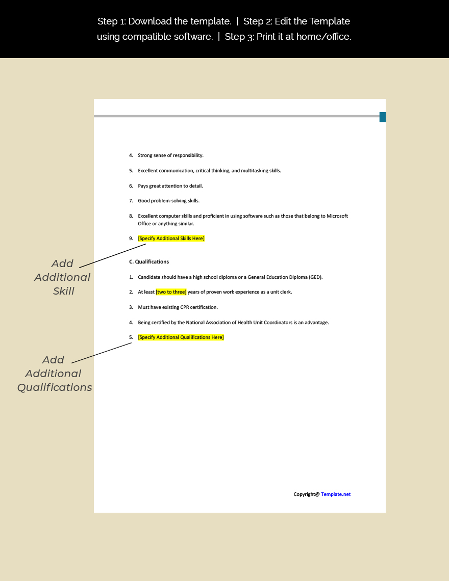 Free Hospital Unit Clerk Job Ad And Description Template Google Docs 