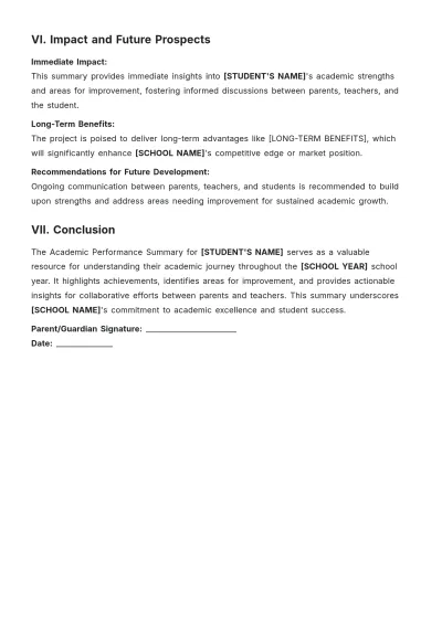 Free Middle School Final Grade Summary Template to Edit Online