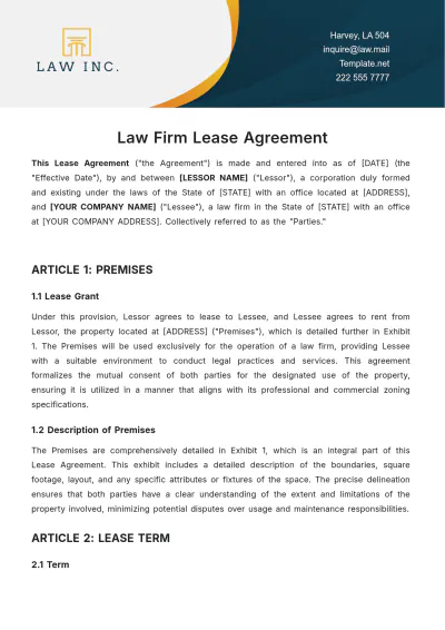 Free Law Firm Lease Agreement Template to Edit Online