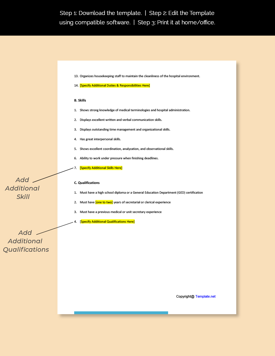 Free Hospital Unit Secretary Job Ad And Description Template Download
