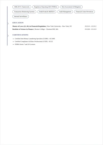 Free Compliance Officer ATS Resume Template, AI Resume Builder