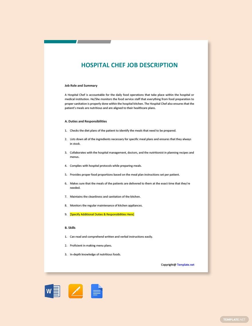 Hospital Job Description Templates Design Free Download Template