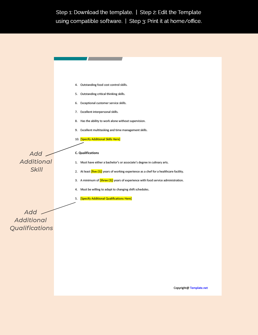 Free Hospital Chef Job Ad Description Template Download In Word 