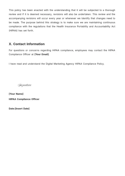 Free Digital Marketing Agency HIPAA Compliance Policy Template to Edit Online