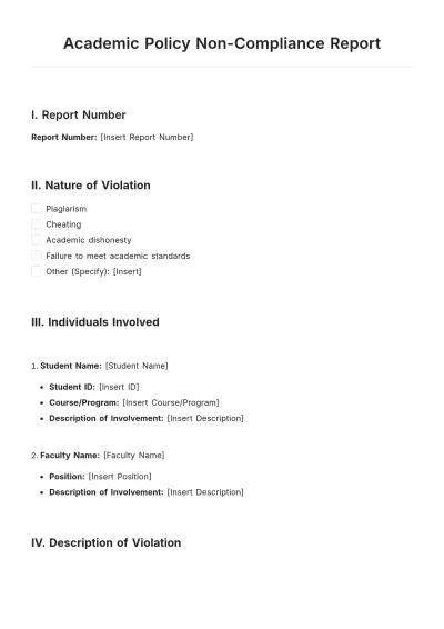 Free Academic Policy Non-Compliance Report Template to Edit Online