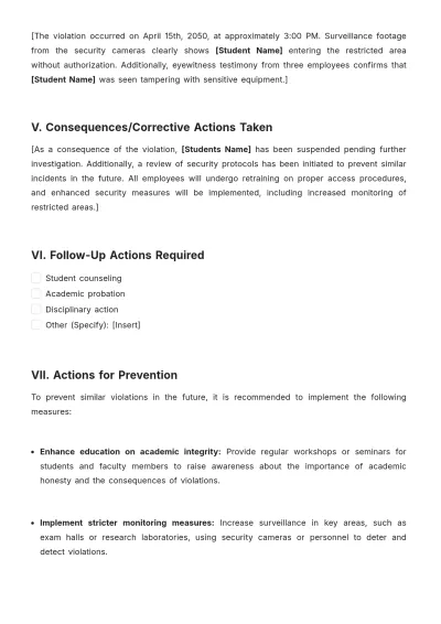 Free Academic Policy Non-Compliance Report Template to Edit Online