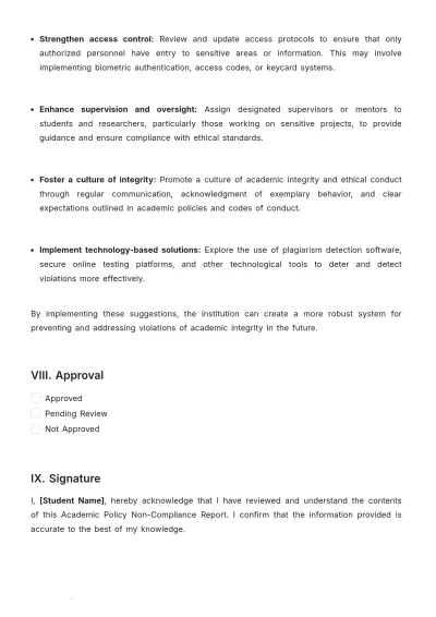 Free Academic Policy Non-Compliance Report Template to Edit Online
