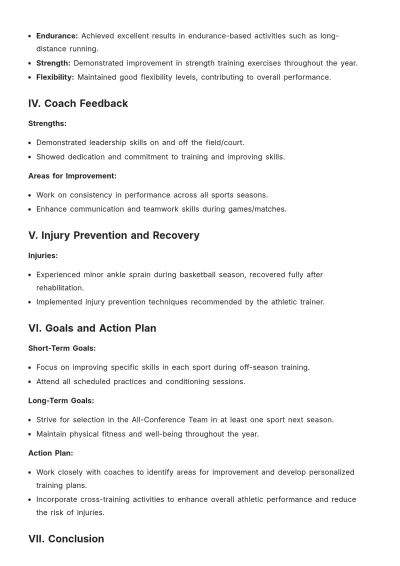 Free Summary for Middle and High School Athletics Template to Edit Online