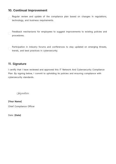 Free IT Network And Cybersecurity Compliance Plan Template to Edit Online