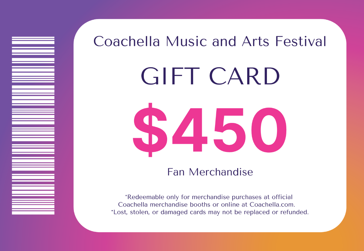 Free Coachella Gift Card Template