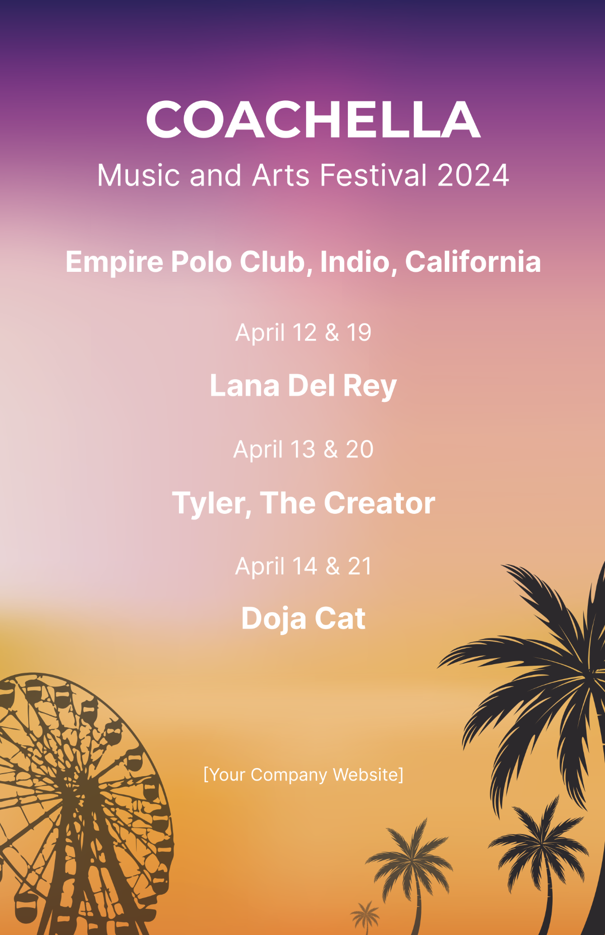 Free Coachella Music Festival Poster Template
